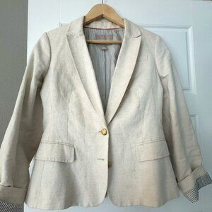 Banana Republic Lined Linen Blazer Natural color Size 8 petite